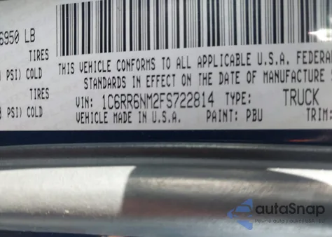 2015 Ram 1500 Laramie z USA, uszkodzony, nr VIN 1C6RR6NM2FS722814